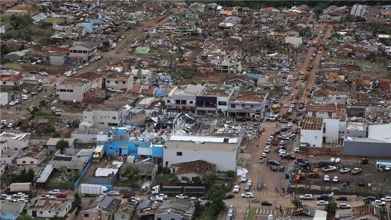 Drohnenaufnahmen zeigten ganze Stadtteile in Trümmern. (Handout)