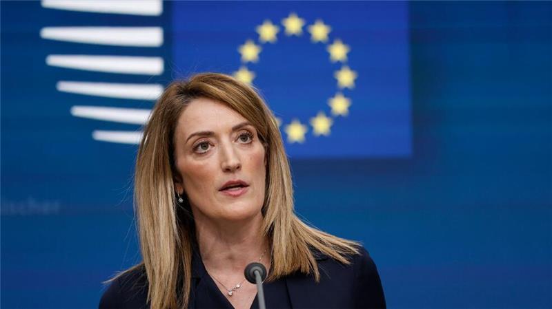EU-Parlamentspräsidentin Roberta Metsola ist derzeit auf Mission im Nahen Osten. (Archivbild)