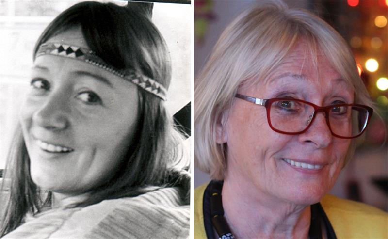 Eike Stapel-Tews mit Stirnband in den 70er Jahren und heute. Die pensionierte Lehrerin ist Gästeführerin in Buxtehude.