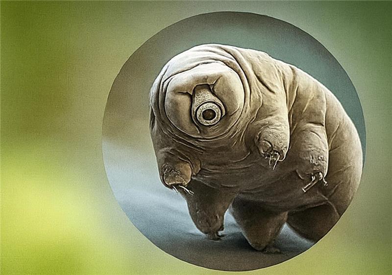 Ein Bärtierchen, von Fotograf Reinhard Paulin mit Hilfe von KI dargestellt.