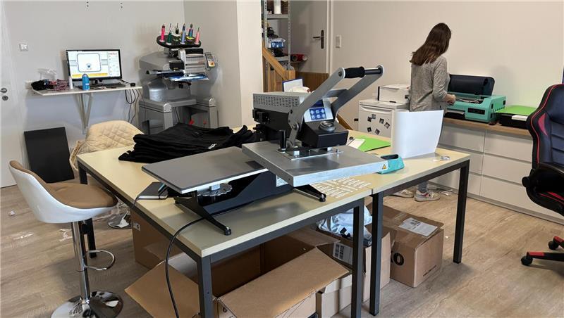 Ein Blick in die kleine Druck-Werkstatt in Nottensdorf.