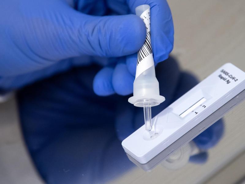 Ein Corona-Schnelltest wird durchgeführt. Foto: Sven Hoppe/dpa