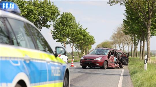 Ein Ford-Fahrer ist auf der Bundesstraße 73 in Cuxhaven gegen einen Baum gefahren - der Mann wurde bei dem Unfall verletzt. Foto: Lütt