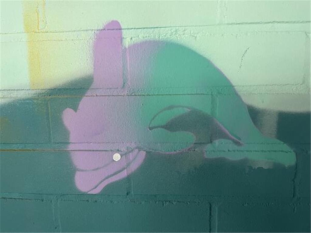 Ein Graffiti-Delfin.