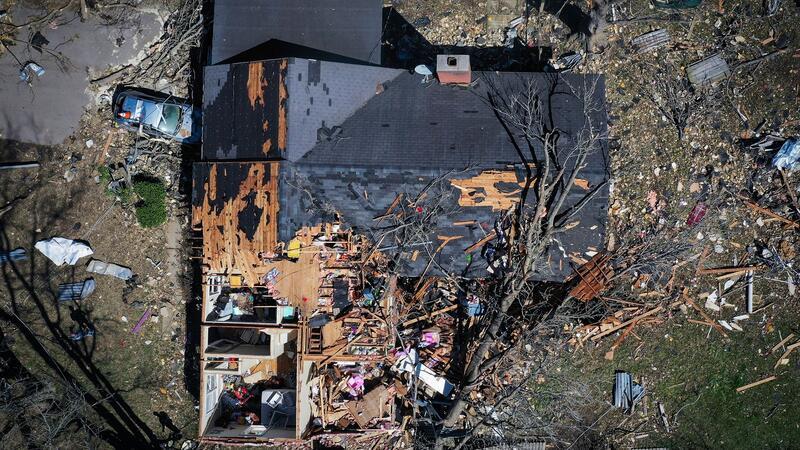 Ein Haus wurde im April in Covington im US-Bundesstaat Tennessee durch einen Tornado zerstört.