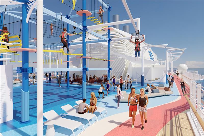 So viel Luxus bieten die neuen Kreuzfahrtschiffe 2024 Ein Highlight der neuen «Sun Princess» ist ein Kletterpark mit Rollgleiter. Foto: Princess Cruises/dpa-tmn