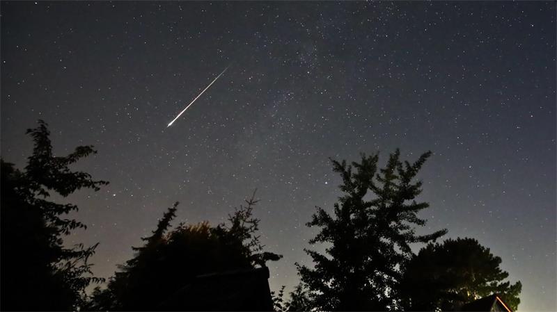 Ein Perseidenmeteor zieht über den Himmel. (Archivbild)
