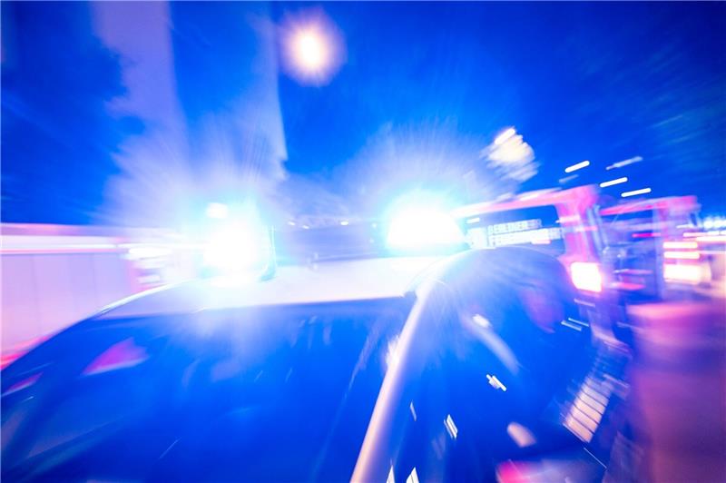 Schäferhund irrt stundenlang über die A1 und stirbt bei Unfall Ein Streifenwagen der Polizei steht mit Blaulicht an einem Einsatzort.