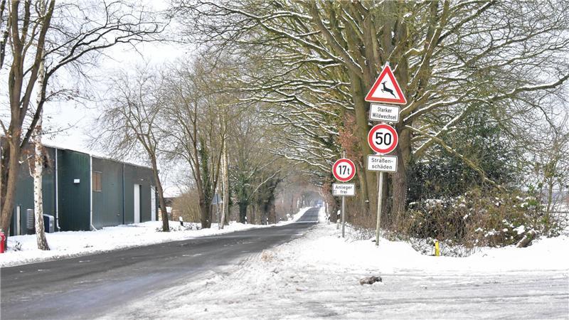 Der Hagener Weg bei Schneefall.