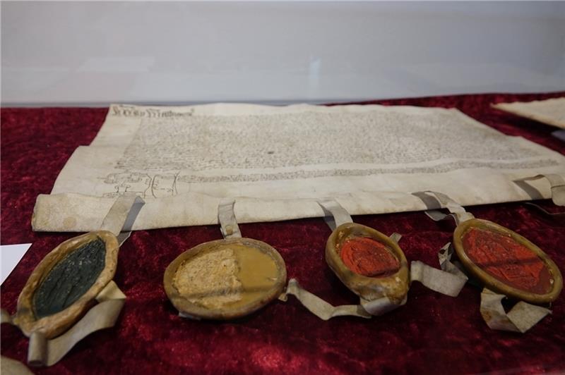 Ein besonderer Schatz: Der Bündnisvertrag der Klöster Harsefeld, Stade und Zeven aus dem Jahr 1482 ist im Museum zu sehen. Foto: Müller
