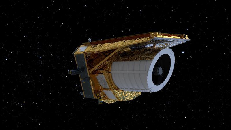 Sehvermögen lässt nach: Sonde „Euclid“ muss enteist werden Ein computergeneriertes Bild des Weltraumteleskops „Euclid“. Um die Sicht zu verbessern, muss sie nun enteist werden.