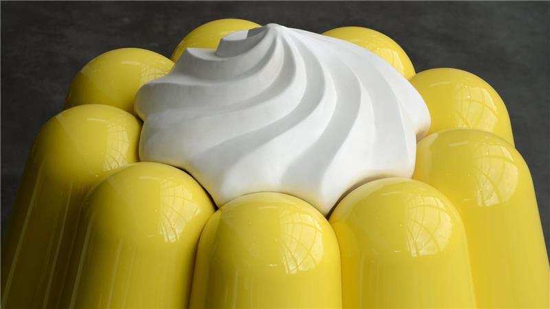 Neuer Trend in Stade: Pudding beim Ankerplatz essen – aber bitte mit Gabel Ein großes Pudding Modell der Dr. Oetker GmbH.