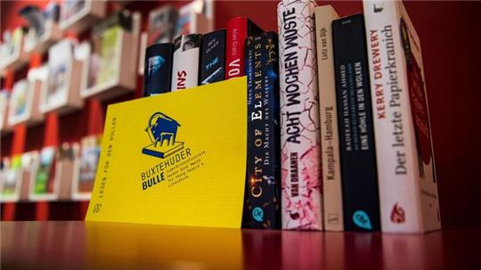 Eine Auswahl von nominierten Büchern zum Jugendliteraturpreis „Buxtehuder Bulle“.