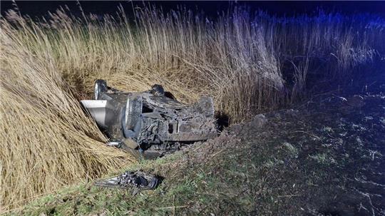 Eine Autofahrerin landete mit ihrem Kia am Elbdeich in Steinkirchen im Graben.