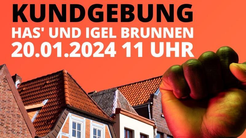 Eine Faust als Zeichen der wehrhaften Demokratie vor der Kulisse der Buxtehuder Altstadt: Mit diesem Plakat rufen die Organisatoren für Sonnabend, 20. Januar, zur Demo auf.