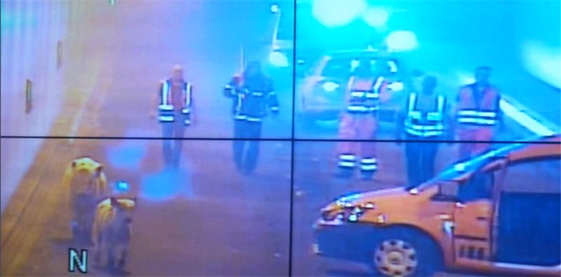 Eine Kamera nimmt die Rinder im Elbtunnel auf. Foto: Polizei