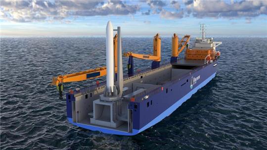 Eine Rakete steht auf einer Plattform der German Offshore Spaceport Alliance (GOSA) (undatierte Computergrafik).