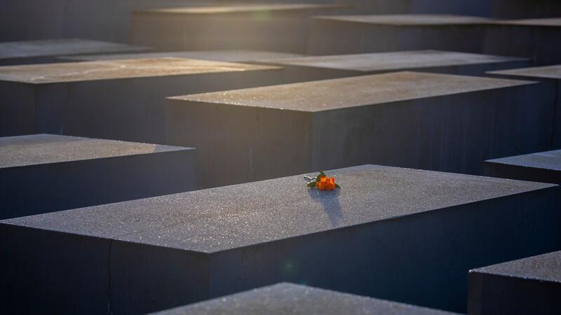 Obermayer Awards verliehen: Erinnerung an jüdisches Schaffen Eine Rose liegt anlässlich des Internationalen Tags des Gedenkens an die Opfer des Holocaust auf einer Stele des Denkmals für die ermordeten Juden Europas.