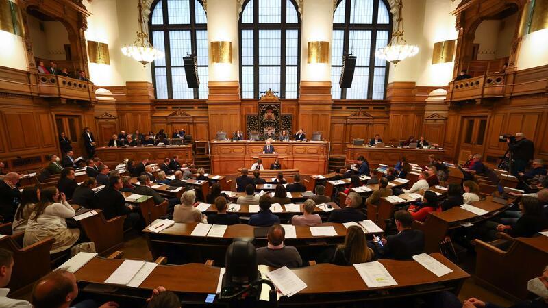 Eine Sitzung der Hamburgischen Bürgerschaft im Rathaus.
