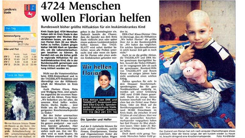 Die Ärzte gaben Wischhafener eine Überlebenschance von nur fünf Prozent Eine Typisierungsaktion sollte dem an Leukämie erkrankten Florian helfen.