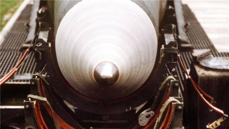 Friedensforscher warnen vor neuem nuklearen Wettrüsten Eine US-Rakete mit einer Atomkopfattrappe. (Archivbild)