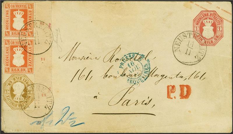 Versteigerung der Briefmarken von Ex-Tengelmann-Chef endet Eine alte Postsendung mit seltenen Postwertzeichen aus der Sammlung des Tengelmann-Chefs und Milliardärs Erivan Haub.