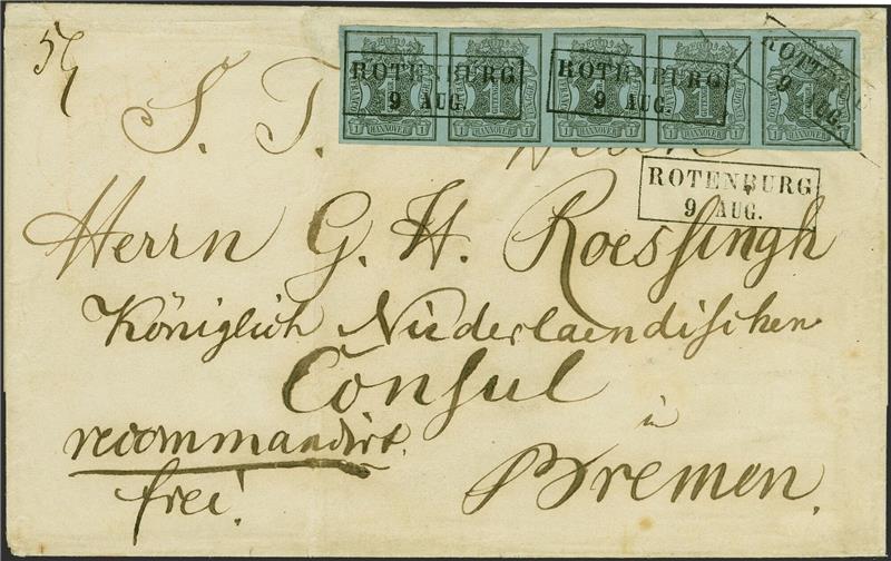 Versteigerung der Briefmarken von Ex-Tengelmann-Chef endet Eine alte Postsendung mit seltenen Postwertzeichen aus der Sammlung des Tengelmann-Chefs und Milliardärs Erivan Haub.