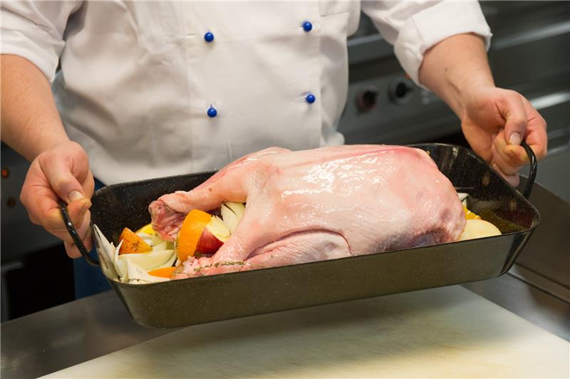 Geflügelzüchter: Weihnachtsgans war noch nie so in Gefahr Eine deutsche Gans kostet in diesem Jahr knapp 20 Euro das Kilo. Foto: dpa-Zentralbild