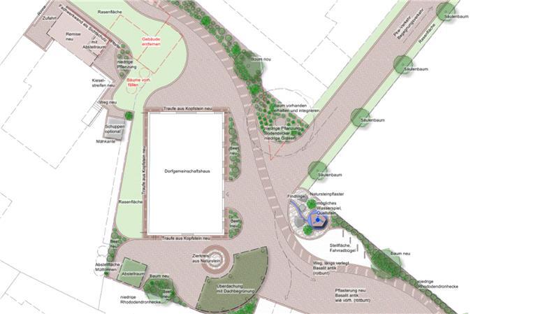 Eine frühere Visualisierung der Firma Sebastian Müller Garten- und Landschaftsbau des Außengeländes des Heimathauses Bargstedt.
