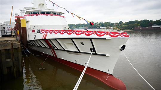 Eines von vier Offshore-Patrouillenschiffen (OPV) für Singapur.