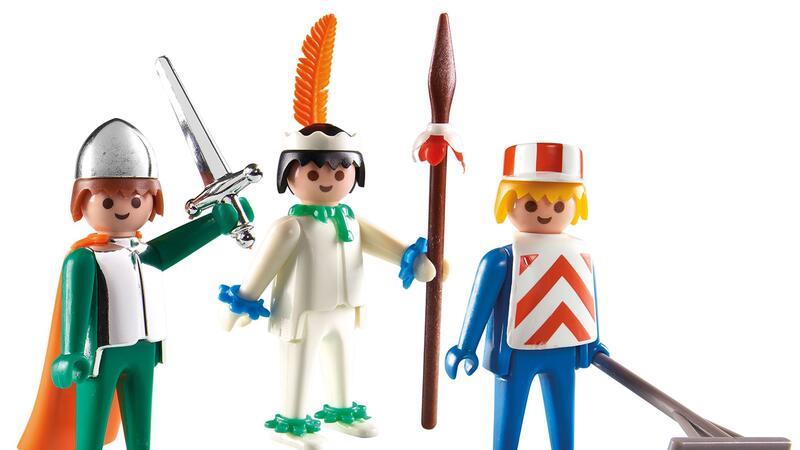50 Jahre Playmobil – Vom Kinderzimmer zum Sammlerstück Einige der ersten Figuren, die von Playmobil hergestellt wurden.