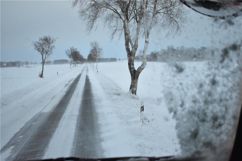 Blick aus dem Fenster des Räumfahrzeugs.