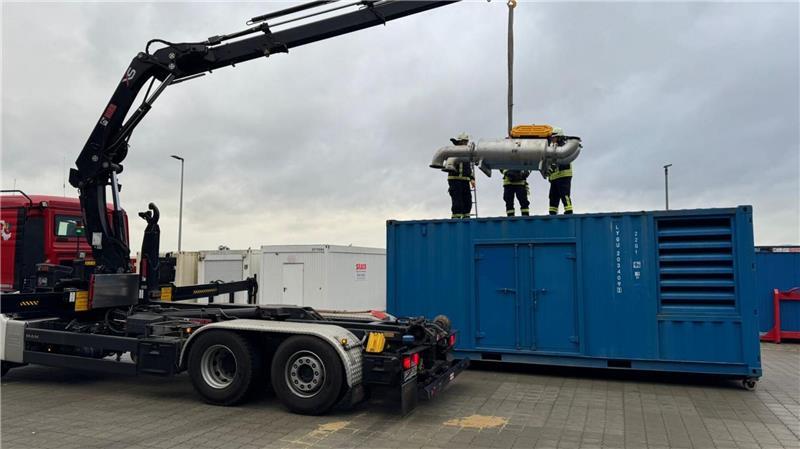 Energiezug der Kreisfeuerwehr bei der Übung.