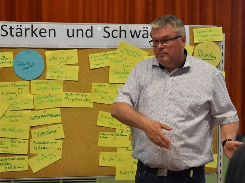 Ein Mehrgenerationenhaus für Jork Erster Gemeinderat Matthias Riel bei der Präsentation.