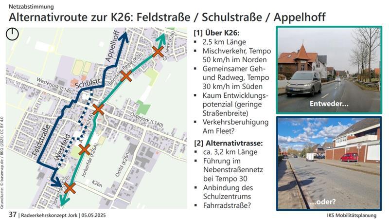 Erster Vorschlag für eine Alternativroute zur K26 in Jork-Borstel.