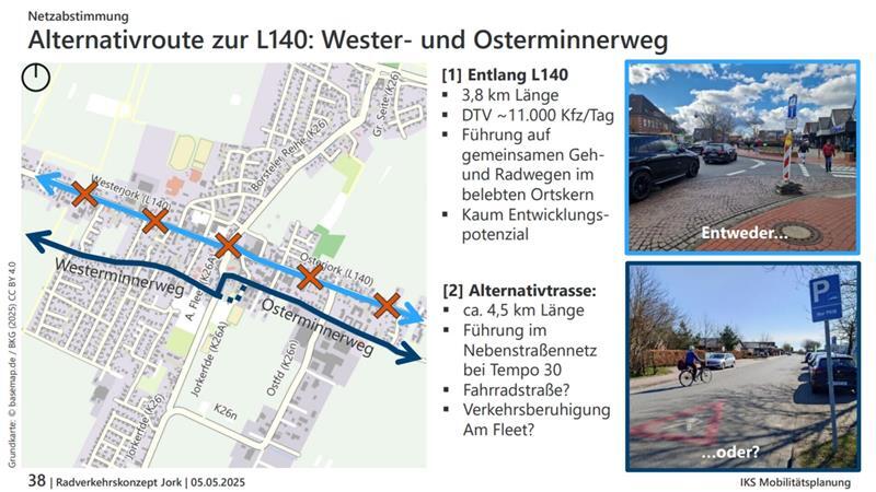 Erster Vorschlag für eine Alternativroute zur L140 in Jork-Borstel.