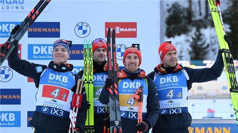 Erstes Staffelpodest der Saison für die deutschen Biathleten.