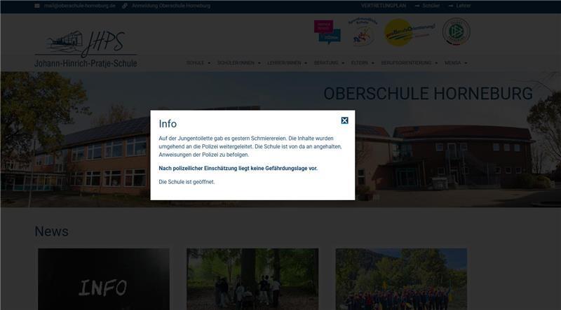 Amoklauf an Oberschule Horneburg angekündigt - Polizei sieht keine Gefahr "Es liegt keine Gefährdungslage vor", teilt die Oberschule Horneburg in dem überarbeiteten Statement mit.