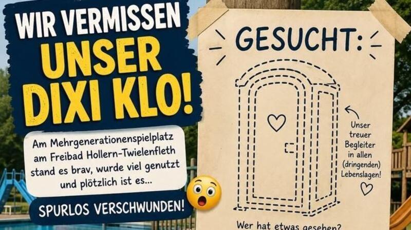 Fahndungsplakat: Wo ist das Dixi-Klo?