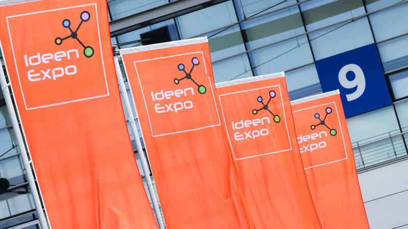 IdeenExpo mit Besucherrekord zu Ende gegangen Fahnen wehen bei der IdeenExpo 2024.