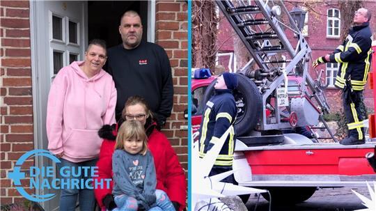 Familie Großmann kann sich über warme Weihnachten freuen, während die Himmelpfortener Feuerwehr den Christkindmarkt zum Leuchten bringt.