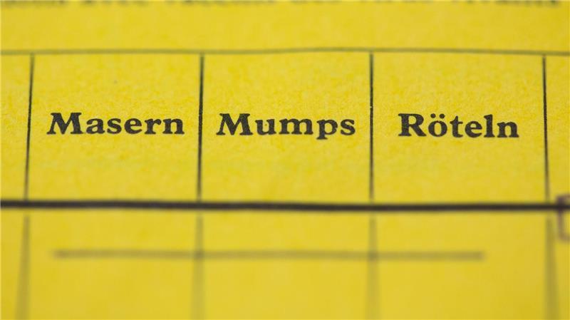 Felder für die Krankheiten Masern, Mumps und Röteln in einem Impfausweis. Eine Impfung ist der einzige verlässliche Schutz vor der Infektion.