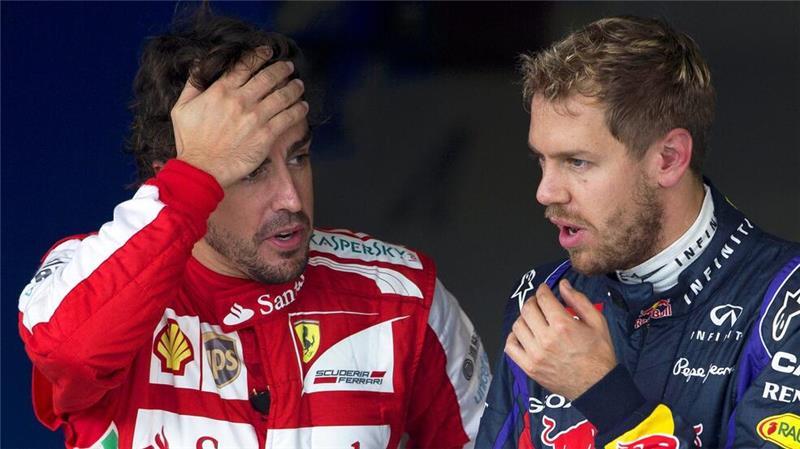 Der Samurai der Formel 1: 400. Grand Prix für Alonso Fernando Alonso (l) verzweifelte an Vettel.