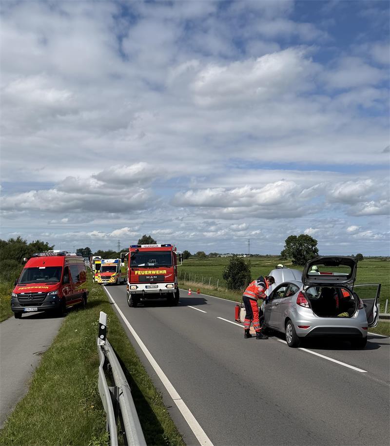 Feuerwehrleute sicherten die Unfallstelle an der K36 (Altländer Straße).