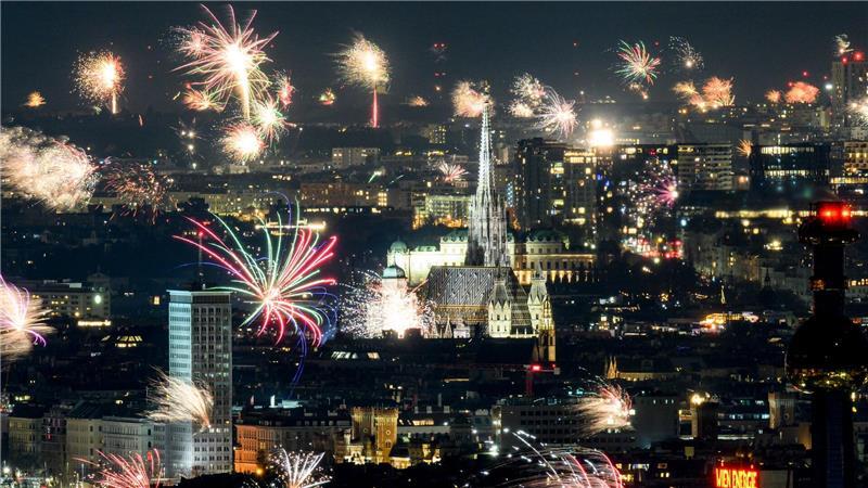 Feuerwerk über Wien zum Jahreswechsel.