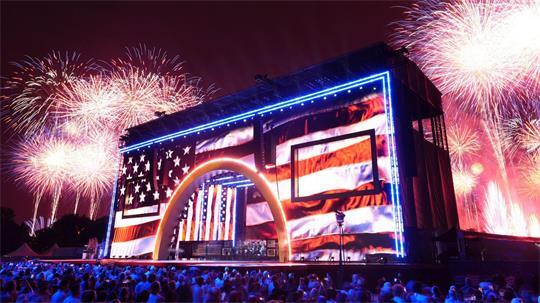 Feuerwerkskörper explodieren während der „Salute to America“.