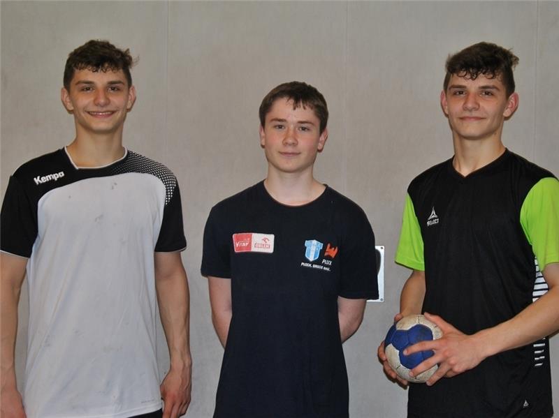 Finn Leun, Lasse Kock, Jakob Leun (von links) und Tjark Jonas (fehlt) wechseln auf verschiedene Handball-Internate . Foto Battmer