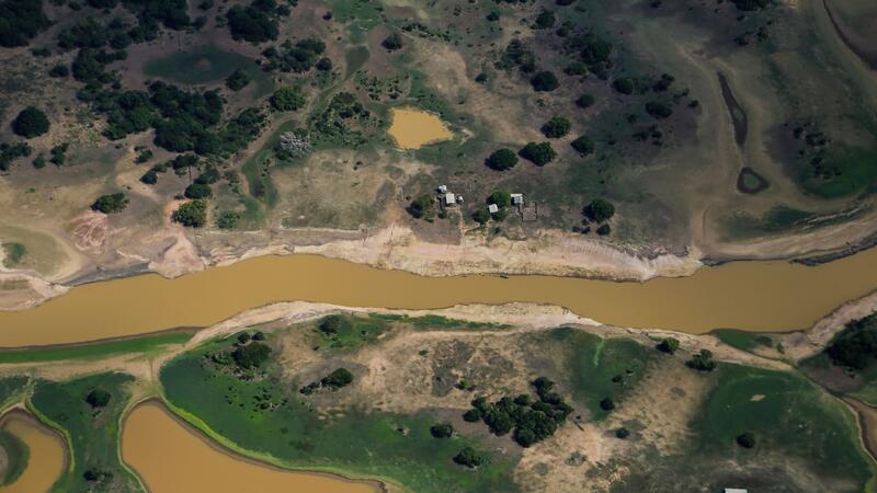 Amazonasgebiet ächzt unter Jahrhundertdürre Folgen der Dürre und Hitze: Trockene Flächen sind im Regenwaldgebiet bei Parintins zu sehen.