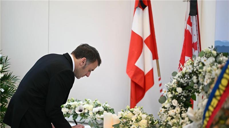 Frankreichs Präsident Emmanuel Macron war einer der Trauergäste in der Schweiz.