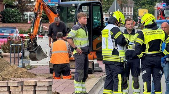 Gasleck in der Jorker Ortsmitte.
